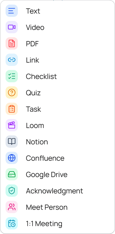 Step types list Step types list